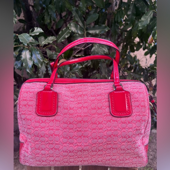 Coach Poppy in Orange Red Shoulder Bag & matching wristlet mini/micro c - Picture 2 of 11